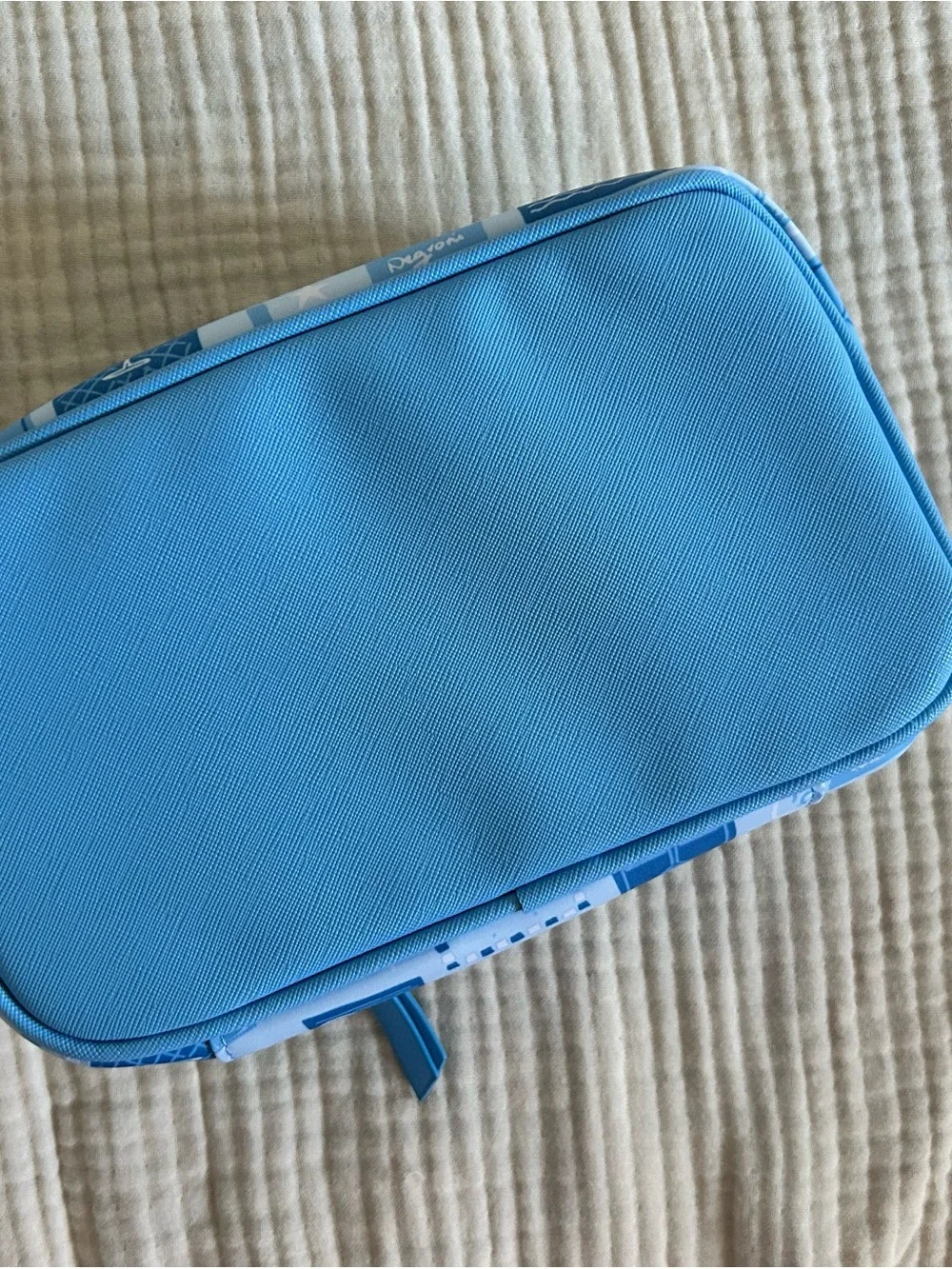Blue Patterned Make Up Organizer Bag